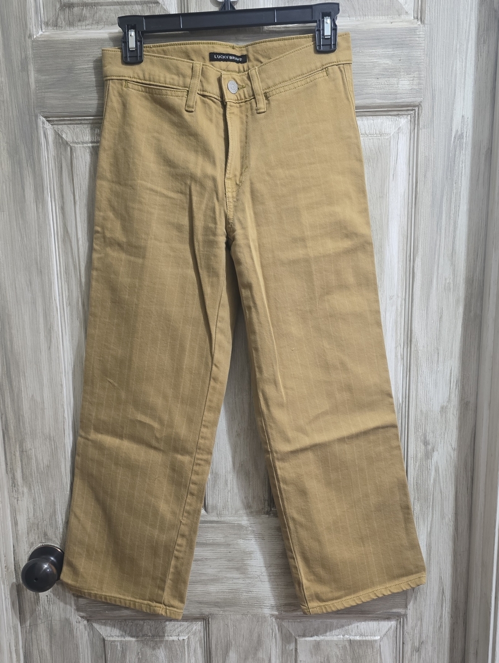 Lucky Brand Women's Khaki Pin Striped Jeans Cropped Wide